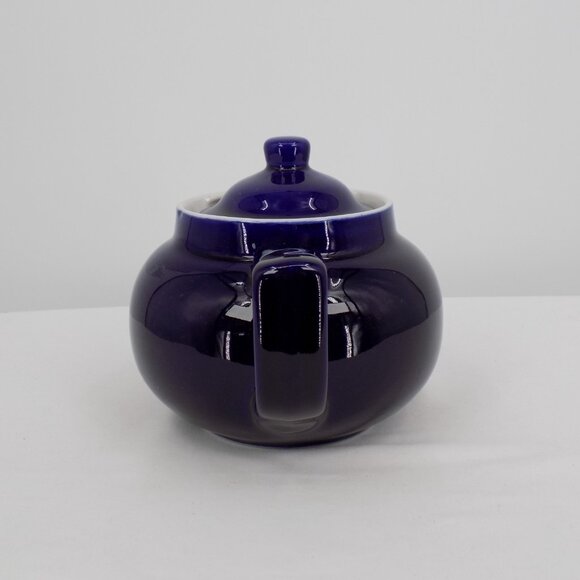 Cobalt Blue & White Ceramic Personal Teapot with Lid 4 cup capacity Glossy - Picture 4 of 8